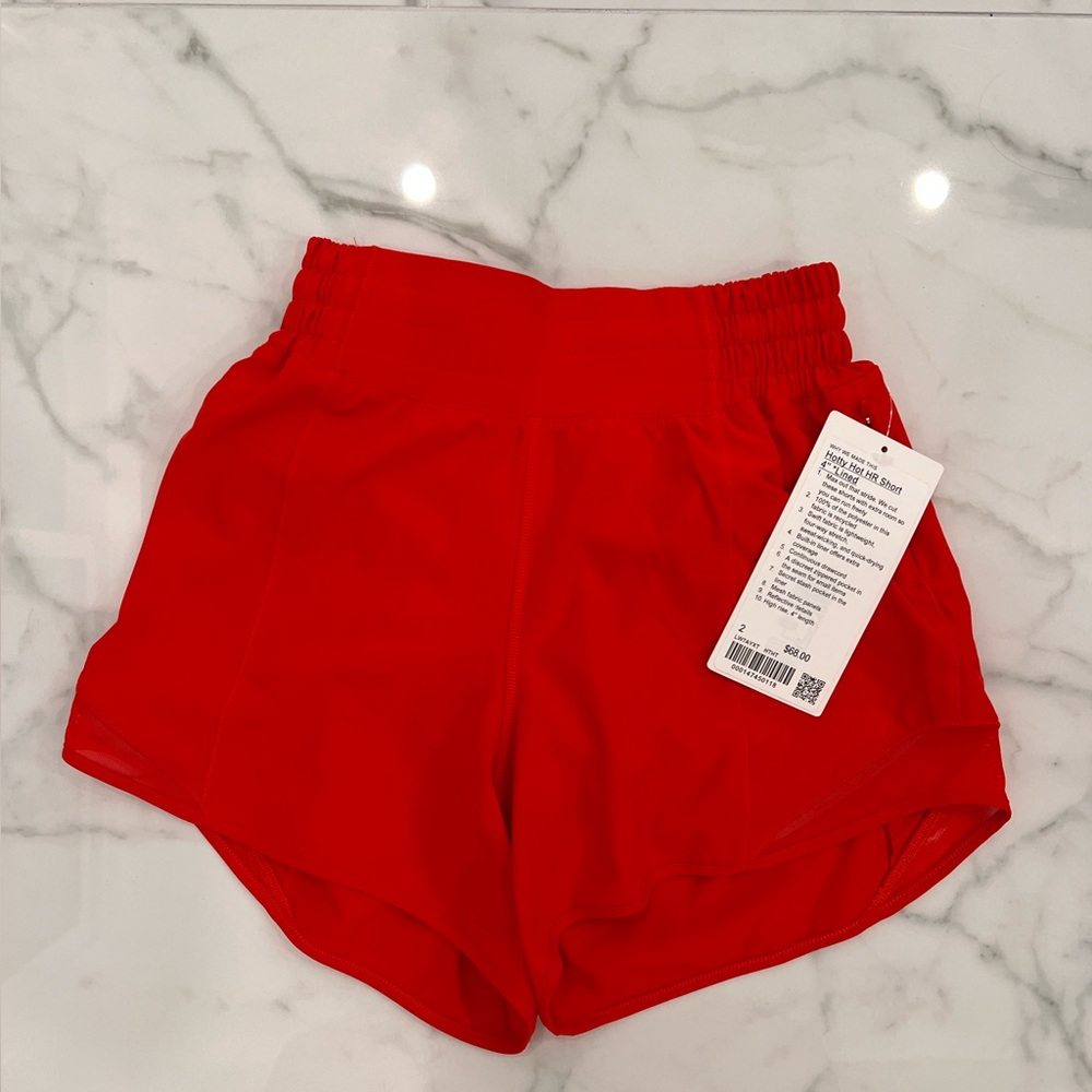 Red Lululemon Hotty Hot HR shorts